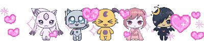 Animated lineup of Moonoko characters